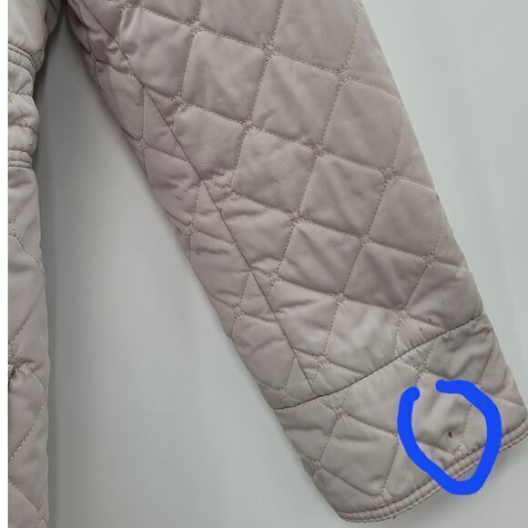HP Miju Beige Quilted‎ Lined  zip and Snap Hooded Parka Jacket - Picture 13 of 16